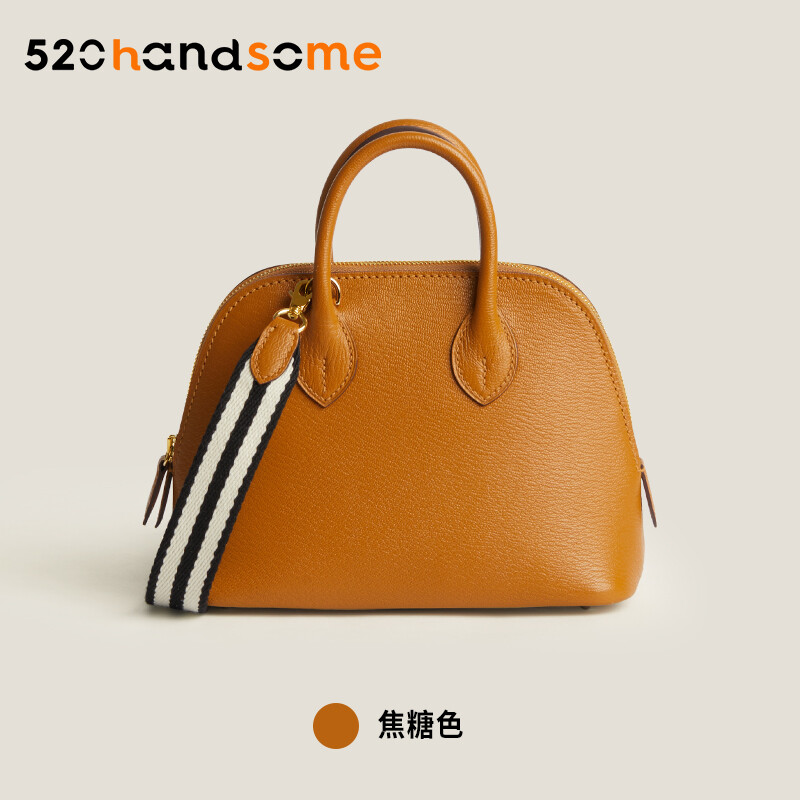  【Kolomomo Brand】 Handmade Stitching Imported Eve Leather Goat Skin Bolide Mini  Bowling Bag 