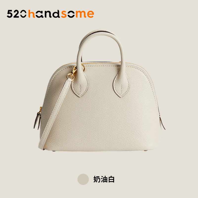 【Kolomomo Brand】 Handmade Stitching Imported Eve Leather Goat Skin Bolide Mini Bowling Bag