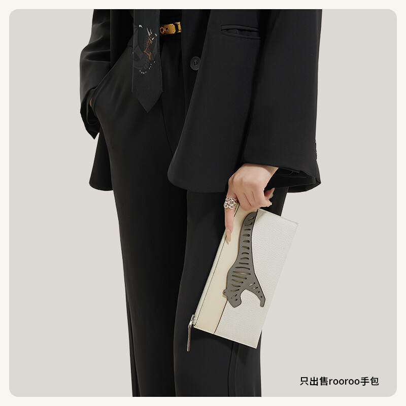 【Kolomomo Brand】Animal Series ROOROO Lightweight Zipper Multi-Color Multi-Leather Splicing Long Handbag Makeup Bag Wallet 