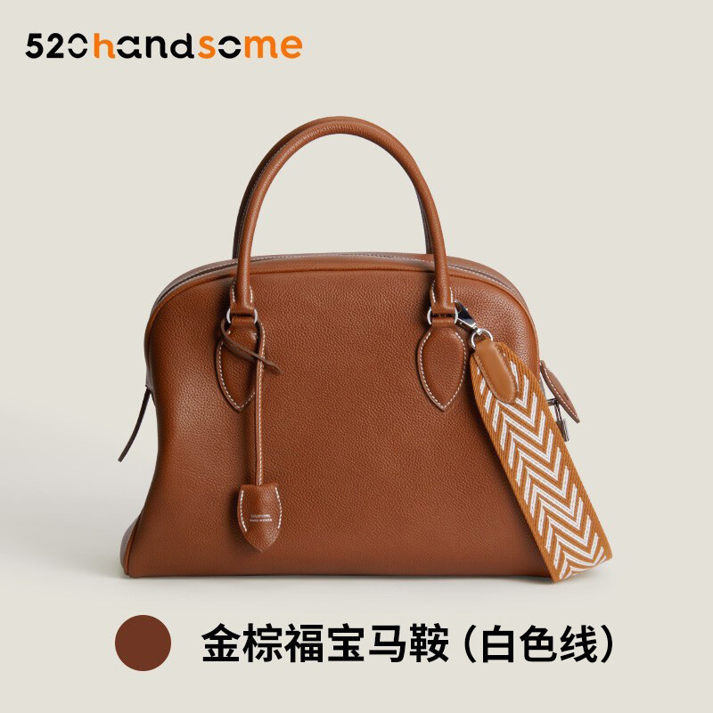 【Kolomomo Brand】 Handmade Genuine Leather Bolide Crossbody Underarm Bag Handbag Versatile Commuter Bowling Bag 