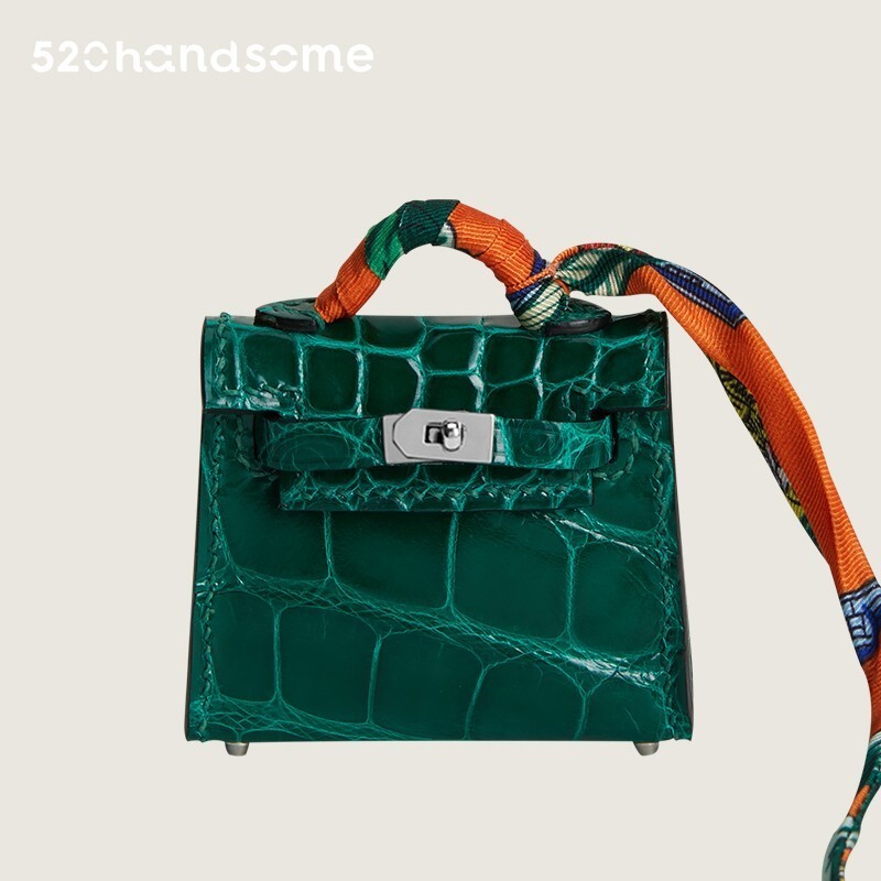 【Kolomomo Brand】 Pendant Mini Kelly * Twilly Bag Small Pendant Imported Crocodile Skin Hand-Stitched Pendant 