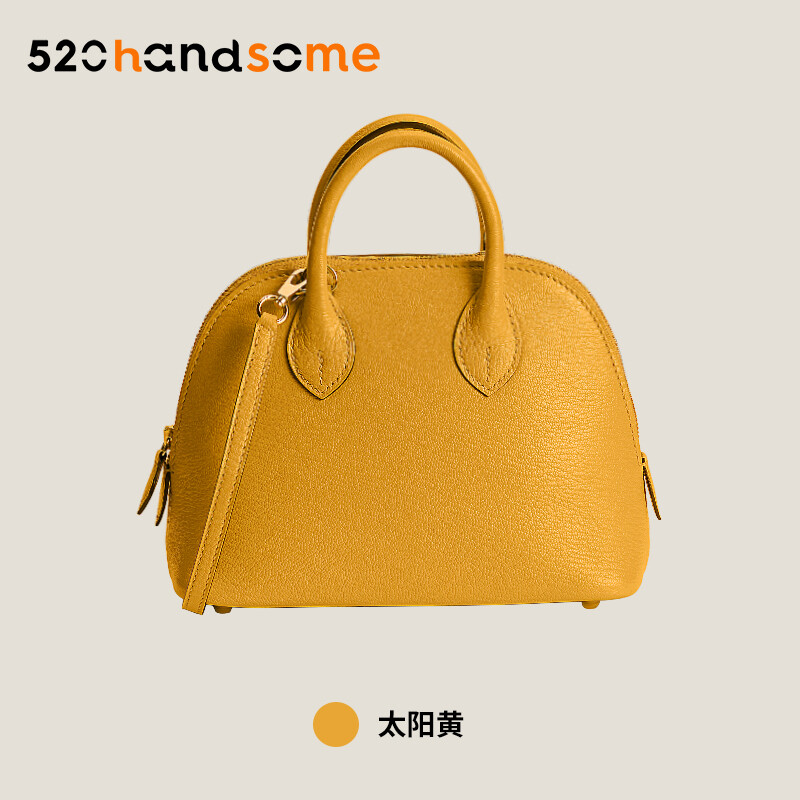  【Kolomomo Brand】 Handmade Stitching Imported Eve Leather Goat Skin Bolide Mini  Bowling Bag 