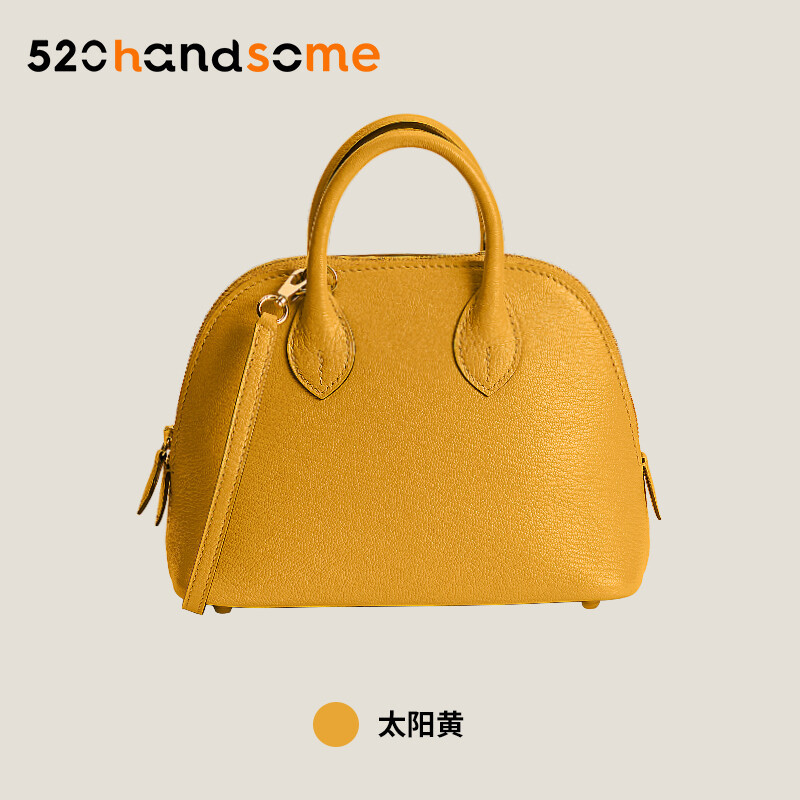 【Kolomomo Brand】 Handmade Stitching Imported Eve Leather Goat Skin Bolide Mini Bowling Bag