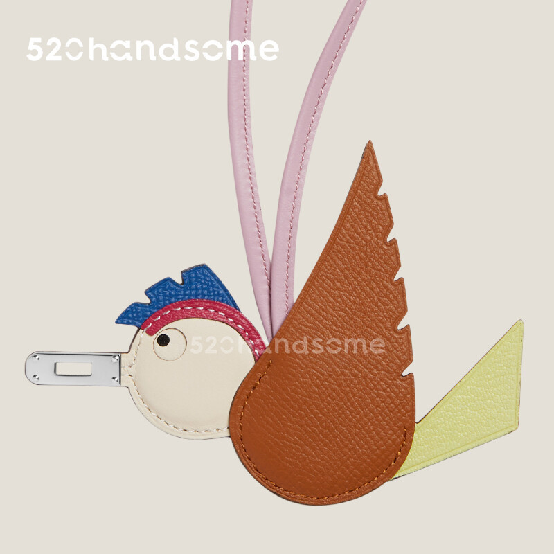 【Kolomomo Brand】Bag Bird Pendant Crocodile Leather Hand-sewn Little Bird Birdy Charm Platinum Basket Pendant Charm