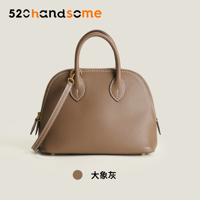 【Kolomomo Brand】 Handmade Stitching Imported Eve Leather Goat Skin Bolide Mini Bowling Bag