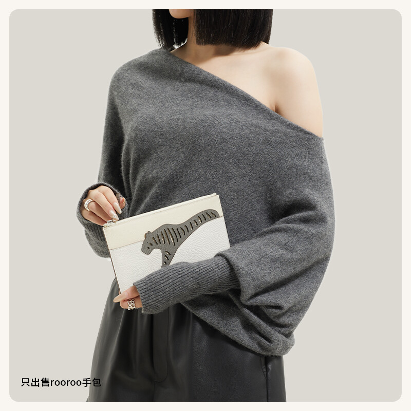 【Kolomomo Brand】Animal Series ROOROO Lightweight Zipper Multi-Color Multi-Leather Splicing Long Handbag Makeup Bag Wallet