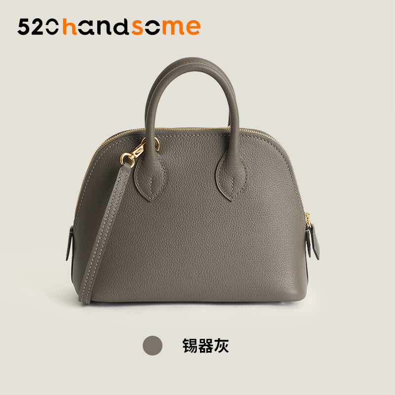 【Kolomomo Brand】 Handmade Stitching Imported Eve Leather Goat Skin Bolide Mini Bowling Bag