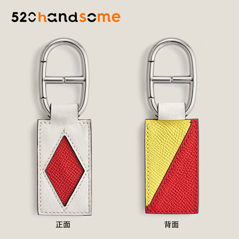 【Kolomomo Brand】 Pure Handmade Stitching Pig Nose Fine Steel Buckle Two-tone Leather Multi-use Keychain Pendant Bag Pendant 