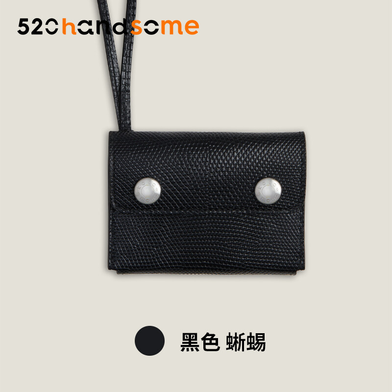【Kolomomo Brand】Handmade Wax Thread Stitching Enamel Buckle Snap Card Holder Coin Purse Pendant 