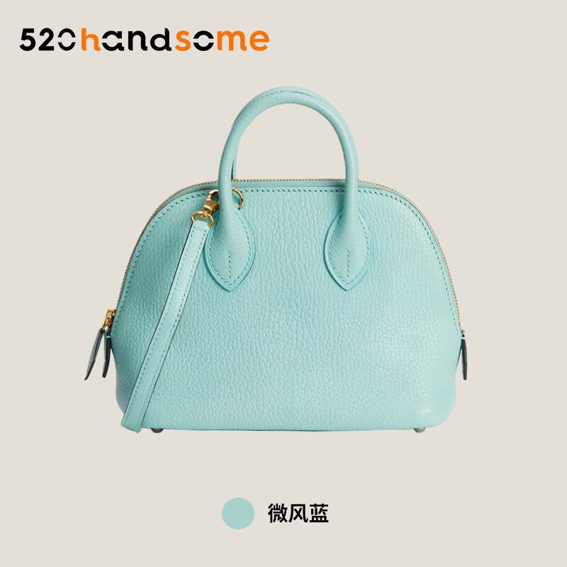 【Kolomomo Brand】 Handmade Stitching Imported Eve Leather Goat Skin Bolide Mini  Bowling Bag 