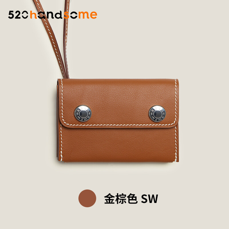 【Kolomomo Brand】Handmade Wax Thread Stitching Enamel Buckle Snap Card Holder Coin Purse Pendant