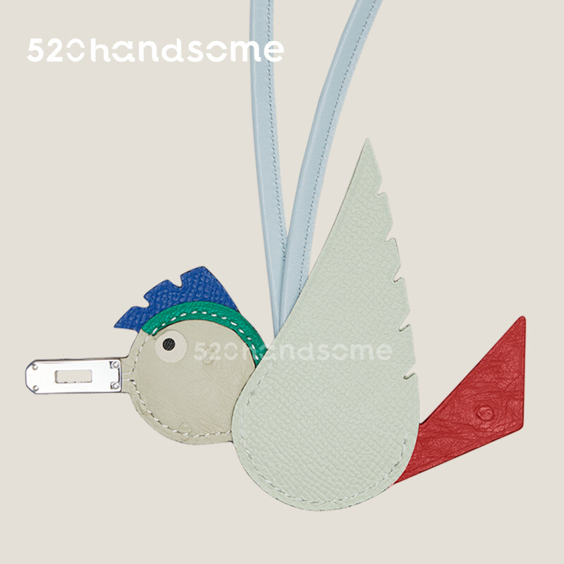 【Kolomomo Brand】Bag Bird Pendant Crocodile Leather Hand-sewn Little Bird Birdy Charm Platinum Basket Pendant Charm 