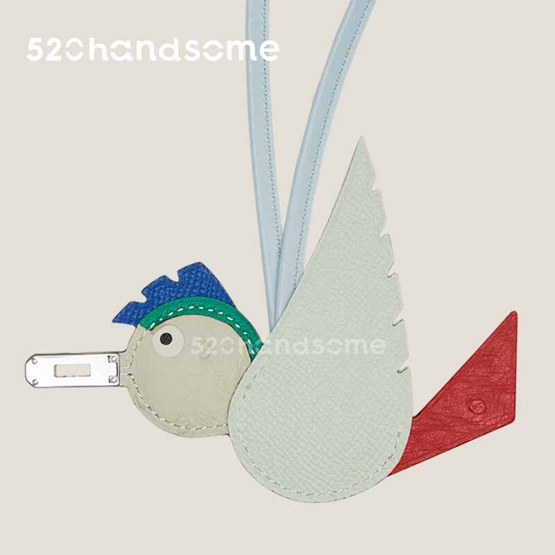 【Kolomomo Brand】Bag Bird Pendant Crocodile Leather Hand-sewn Little Bird Birdy Charm Platinum Basket Pendant Charm 