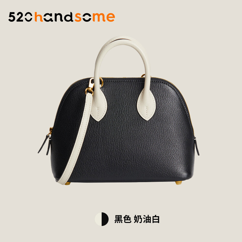 【Kolomomo Brand】 Handmade Stitching Imported Eve Leather Goat Skin Bolide Mini Bowling Bag