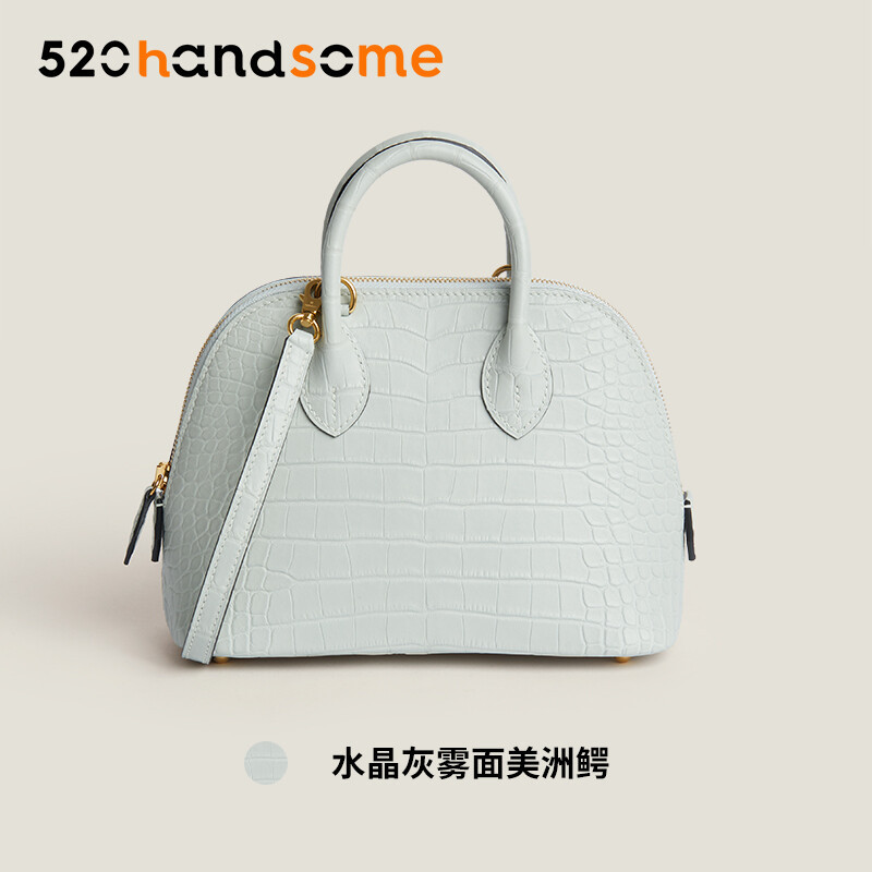 【Kolomomo Brand】 Handmade Stitching Imported Eve Leather Goat Skin Bolide Mini Bowling Bag