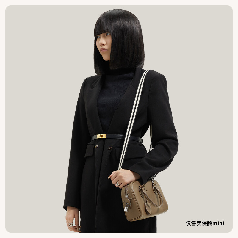 【Kolomomo Brand】 Handmade Wax range EVThread Stitching Imported Genuine Leather Bowling Ball 12Bolide MINI Women's Crossbody Bag 