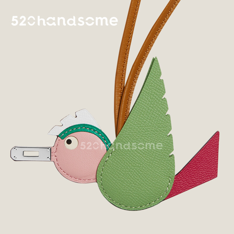 【Kolomomo Brand】Bag Bird Pendant Crocodile Leather Hand-sewn Little Bird Birdy Charm Platinum Basket Pendant Charm 