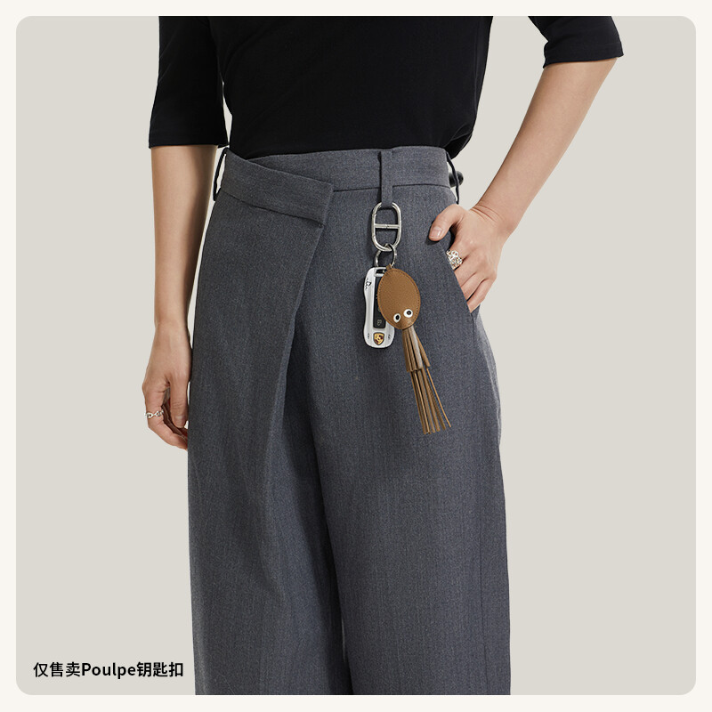 【Kolomomo Brand】 Poulpe Key Ring Genuine Leather Handmade Tassel Design Squid Pendant Car Keychain 