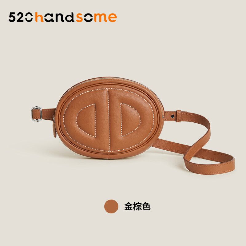Hermès-In THe Loop Pig Nose Imported Genuine Leather Handmade Waist Bag Crossbody Bag Shoulder Bag Chest Bag Women's Bag · Golden Brown