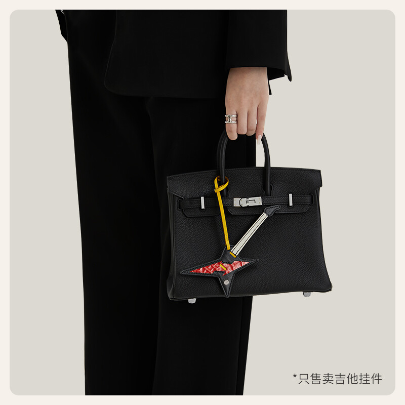 【Kolomomo Brand】Suitable for Bag Charms Imported Genuine Leather Rock Mixed Leather Pendant Car Hanging Decoration with Stainless Steel Pick 