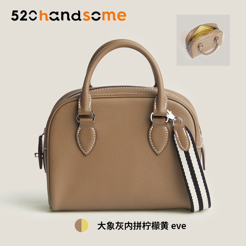 【Kolomomo Brand】 Handmade Wax range EVThread Stitching Imported Genuine Leather Bowling Ball 12Bolide MINI Women's Crossbody Bag 