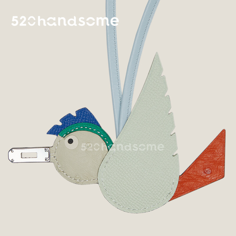【Kolomomo Brand】Bag Bird Pendant Crocodile Leather Hand-sewn Little Bird Birdy Charm Platinum Basket Pendant Charm 