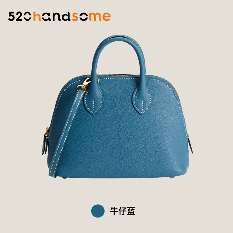 【Kolomomo Brand】 Handmade Stitching Imported Eve Leather Goat Skin Bolide Mini Bowling Bag