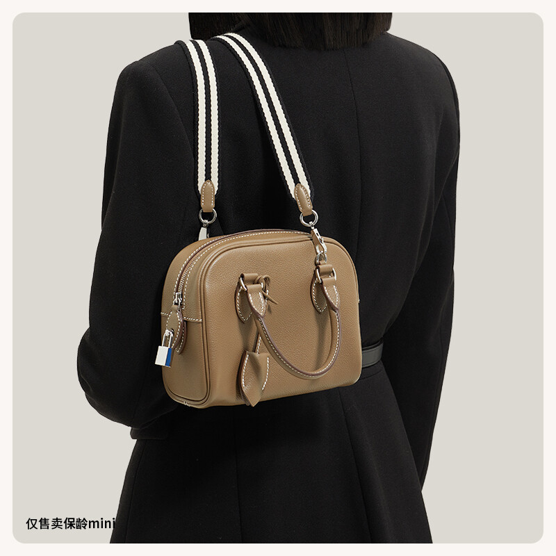 【Kolomomo Brand】 Handmade Wax range EVThread Stitching Imported Genuine Leather Bowling Ball 12Bolide MINI Women's Crossbody Bag