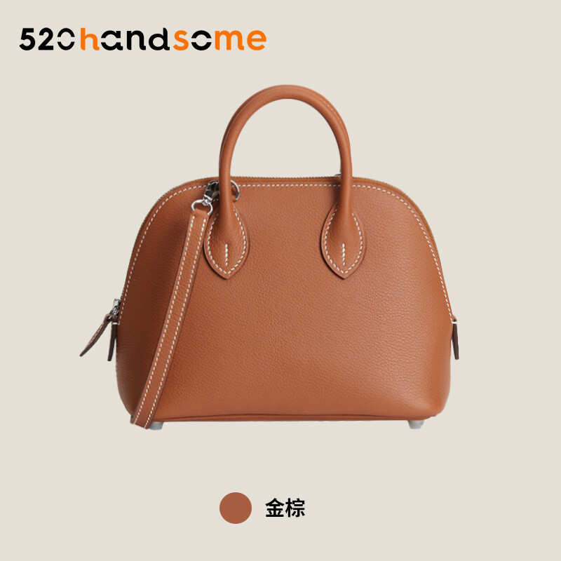 【Kolomomo Brand】 Handmade Stitching Imported Eve Leather Goat Skin Bolide Mini Bowling Bag