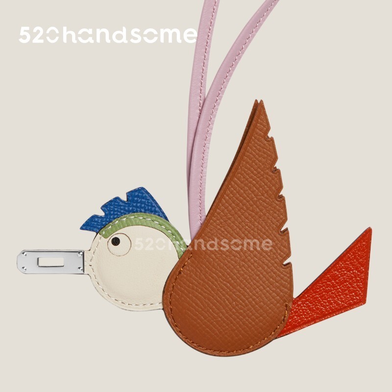 【Kolomomo Brand】Bag Bird Pendant Crocodile Leather Hand-sewn Little Bird Birdy Charm Platinum Basket Pendant Charm 