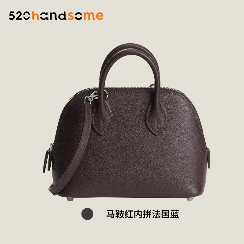 【Kolomomo Brand】 Handmade Stitching Imported Eve Leather Goat Skin Bolide Mini Bowling Bag