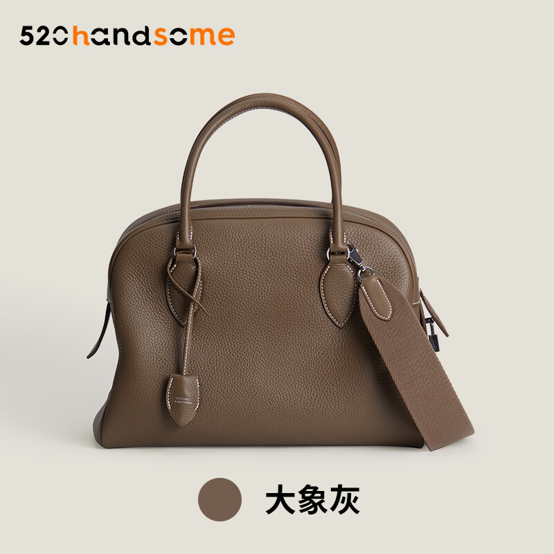 【Kolomomo Brand】 Handmade Genuine Leather Bolide Crossbody Underarm Bag Handbag Versatile Commuter Bowling Bag 