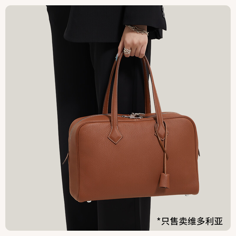 【Kolomomo Brand】Victoria 35 Retro Canvas Stitching Leather Handbag Shoulder Bag 