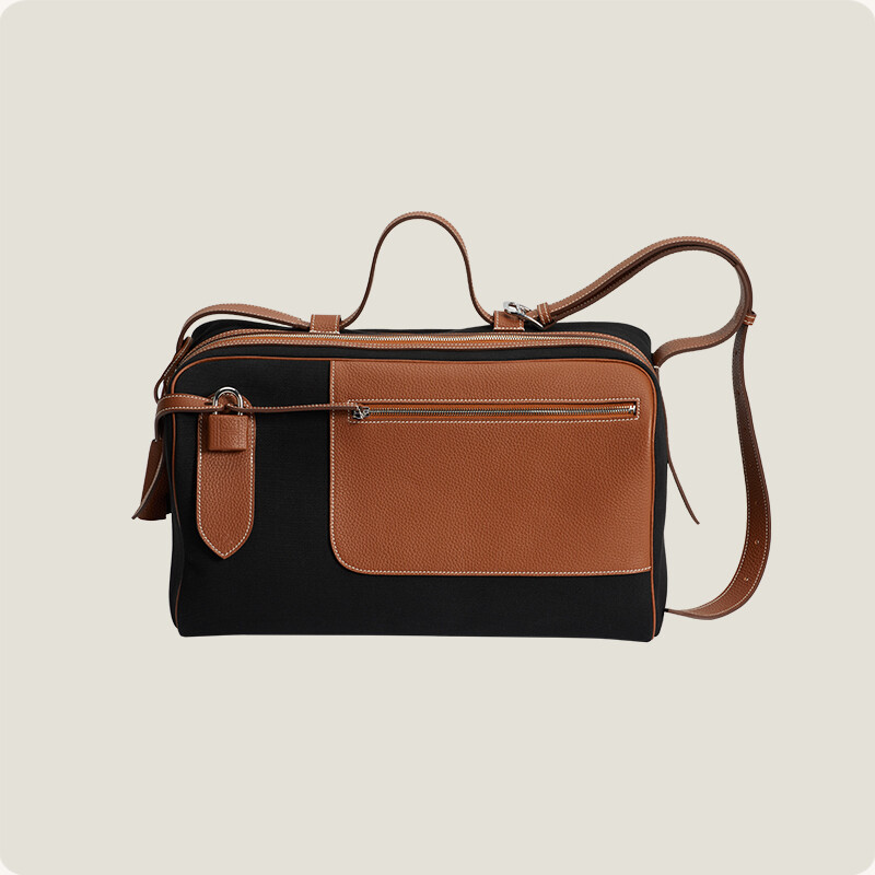 【Kolomomo Brand】NOUVEAU SAC DE WEEKEND Canvas and Leather Spliced Multi-purpose Travel Bag Single Shoulder Backpack 