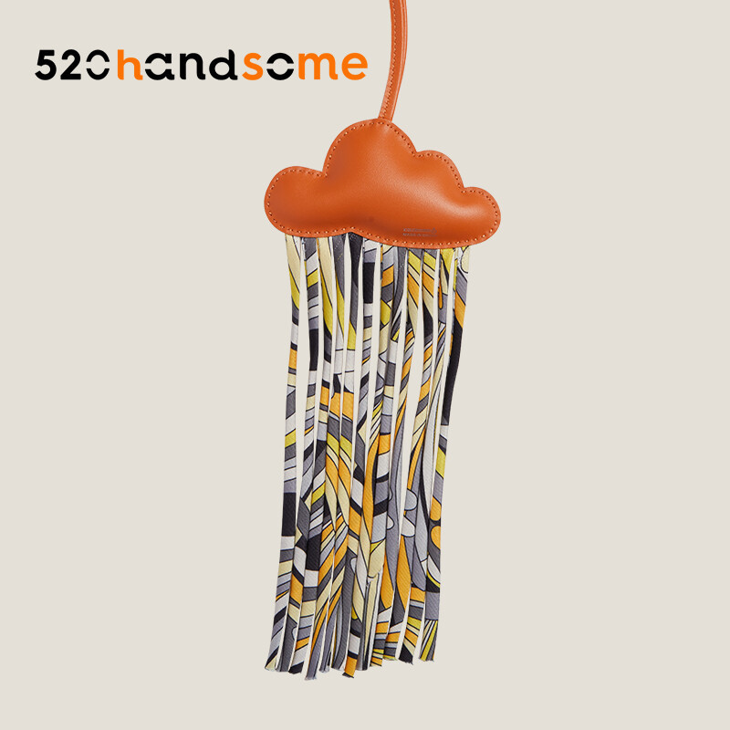 Same Style Handmade Genuine Leather Hanging Ornament Car Hanging Decoration Cloud * Twilly Bag Pendant · LS-Classic Orange