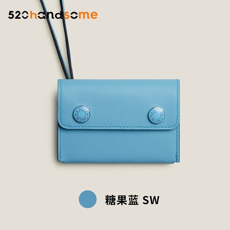 【Kolomomo Brand】Handmade Wax Thread Stitching Enamel Buckle Snap Card Holder Coin Purse Pendant