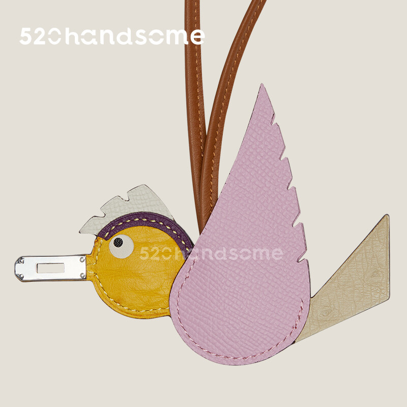 【Kolomomo Brand】Bag Bird Pendant Crocodile Leather Hand-sewn Little Bird Birdy Charm Platinum Basket Pendant Charm