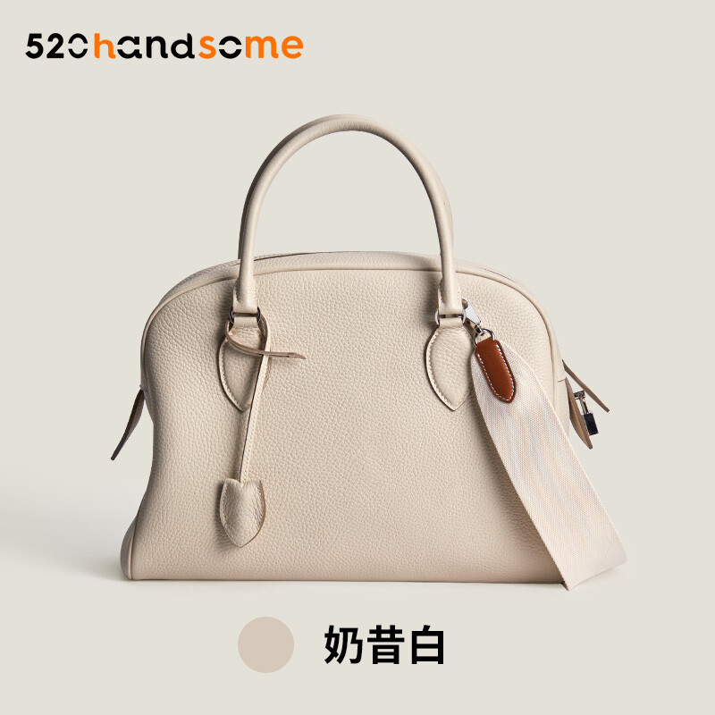 【Kolomomo Brand】 Handmade Genuine Leather Bolide Crossbody Underarm Bag Handbag Versatile Commuter Bowling Bag