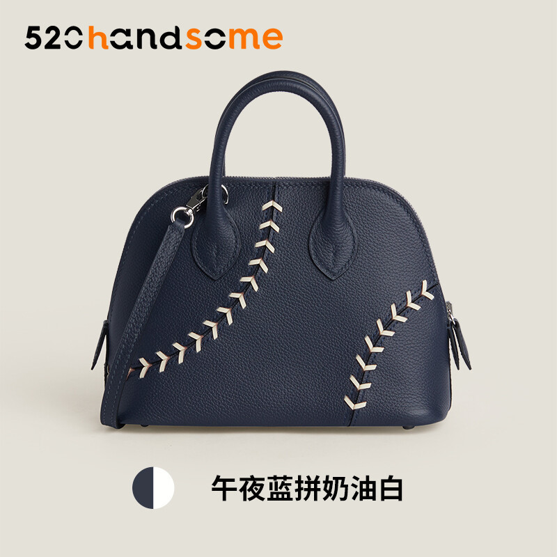 【Kolomomo Brand】 Handmade Stitching Imported Eve Leather Goat Skin Bolide Mini Bowling Bag