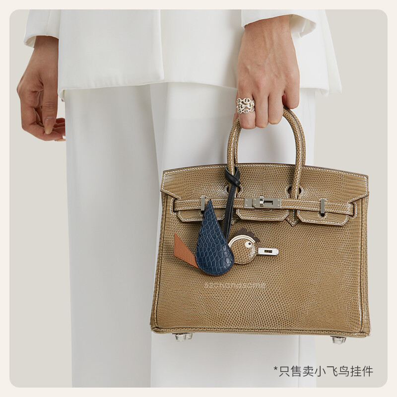 【Kolomomo Brand】Bag Bird Pendant Crocodile Leather Hand-sewn Little Bird Birdy Charm Platinum Basket Pendant Charm