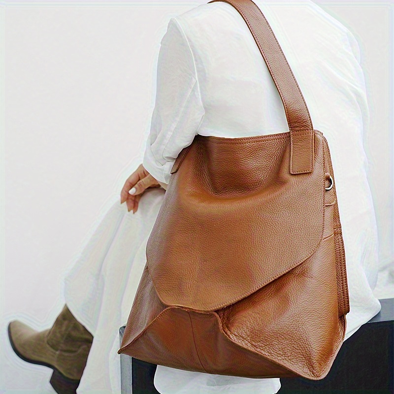 Vintage Genuine Leather Women'S Crossbody Bag - Large Capacity Adjustable Strap