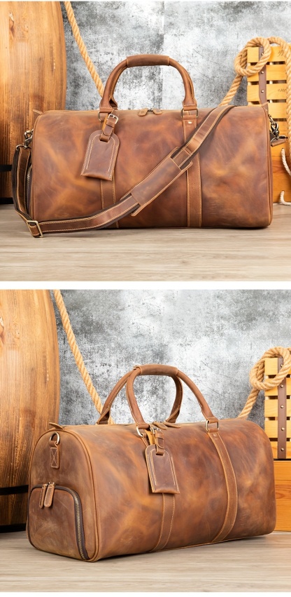 Men's Genuine Leather Handbag, Crazy Horse Leather Tote Bag