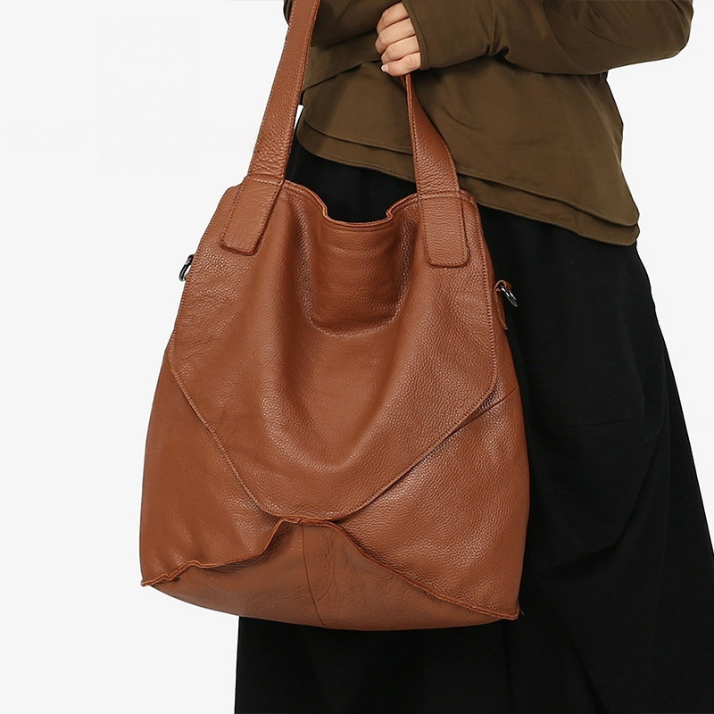 Vintage Genuine Leather Women'S Crossbody Bag - Large Capacity Adjustable Strap