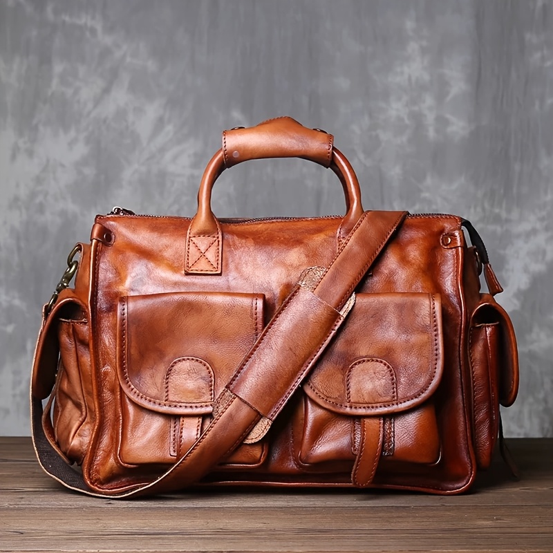 Large Capacity Genuine Leather Travel Bag for Men