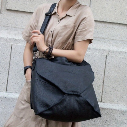 Vintage Genuine Leather Women'S Crossbody Bag - Large Capacity Adjustable Strap