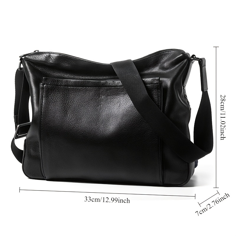 Men's Large-Capacity Cowhide Business & Casual Shoulder/Crossbody Bag