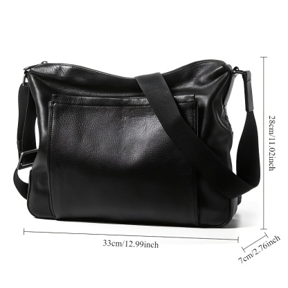 Men's Large-Capacity Cowhide Business & Casual Shoulder/Crossbody Bag