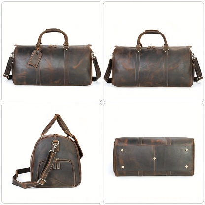 Men's Genuine Leather Handbag, Crazy Horse Leather Tote Bag