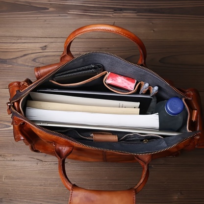 Large Capacity Genuine Leather Travel Bag for Men