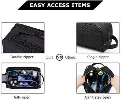 Toiletry Bag for Men, Travel Toiletry Organizer Dopp Kit Water-resistant Shaving Bag for Toiletries Accessories, Door Room Essentials, Black-medium
